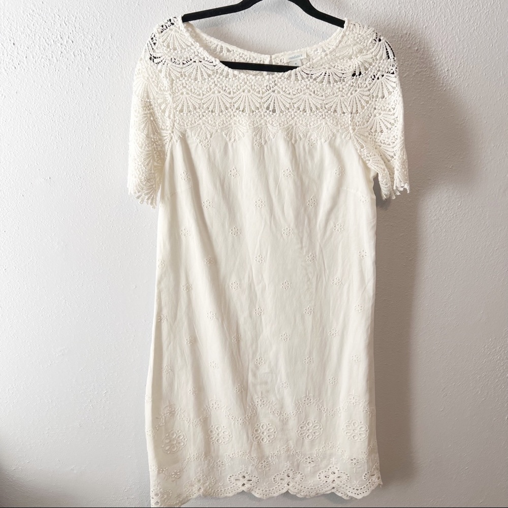 Sundance cream embroidered eyelet sheath dress size medium